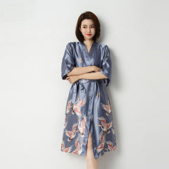 Plus-Size Ice Silk 3/4 Sleeve Nightgown