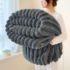 Lightweight flannel fleece blanket in classic stripe pattern