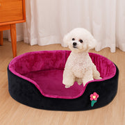 1pc Polar Fleece Oval Winter Warm Pet Bed for Small & Medium Dogs - Soft Sponge-Filled Detachable Dog Bed with Plush Cushion, Pink Cozy Bedding for Puppies, Cats & Small Breeds,