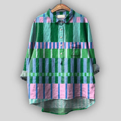 Loose-fitting Printed Crew-neck Casual Plus-size Womens Top