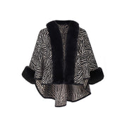 Cozy Autumn Winter Shawl with Fur Collar
