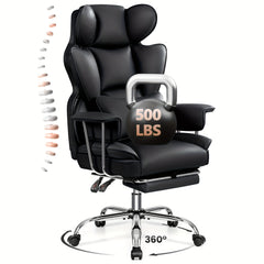 Premium Ergonomic Executive Leather Office Chair for Larger Individuals – High Back with Enhanced Lumbar Support and Built‑In Footrest