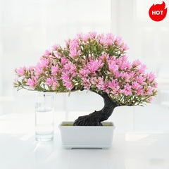 Pine Bonsai Plant - Low-Maintenance Faux Miniature Tree for Home or Office Decor