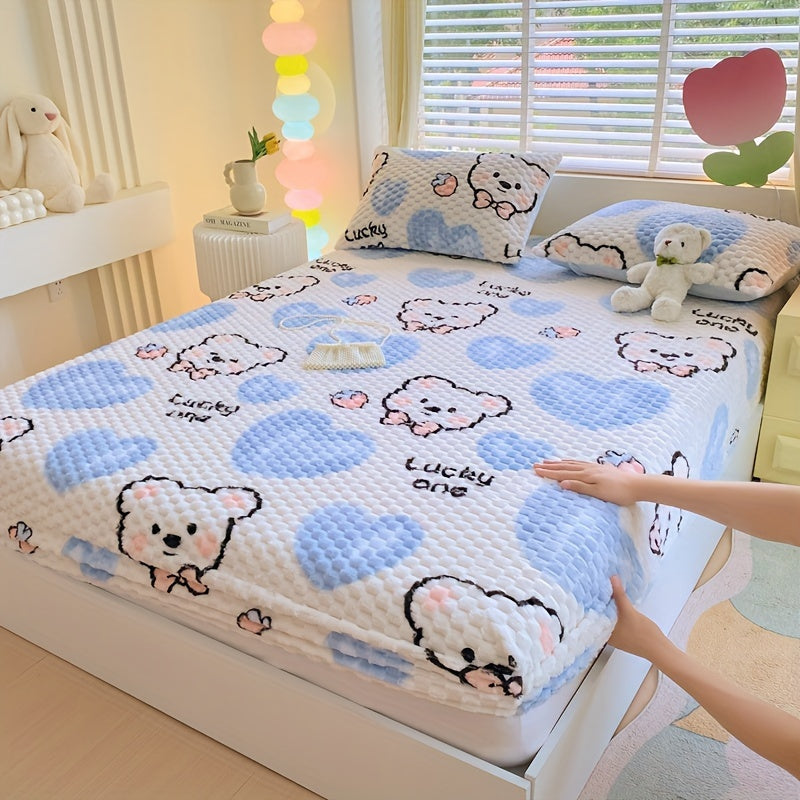 Doudou Velvet Thickened Milk Velvet Fitted Sheet Protector Cover Winter Warmth Soft