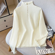 Half-high-neck Fleece-lined Knit Top