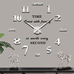 Extra large frameless modern wall clock with easy-to-read numerals