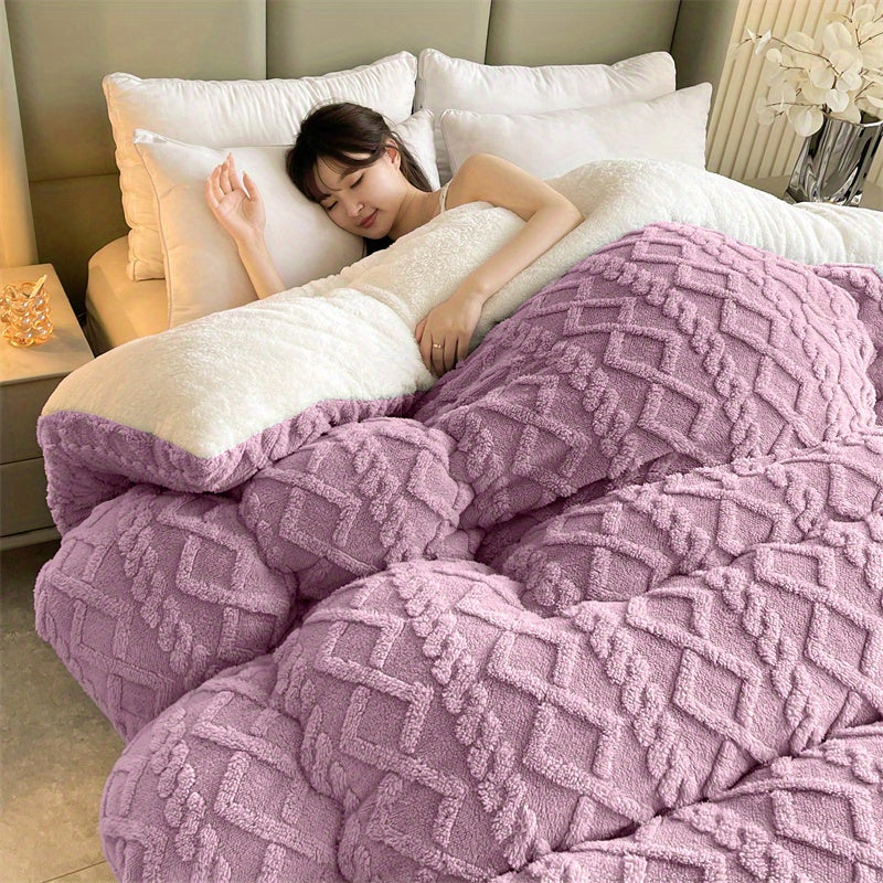 Taf Fleece Lamb Fleece Thick Quilt Geometric Texture Vintage Bohemian Style Fleece