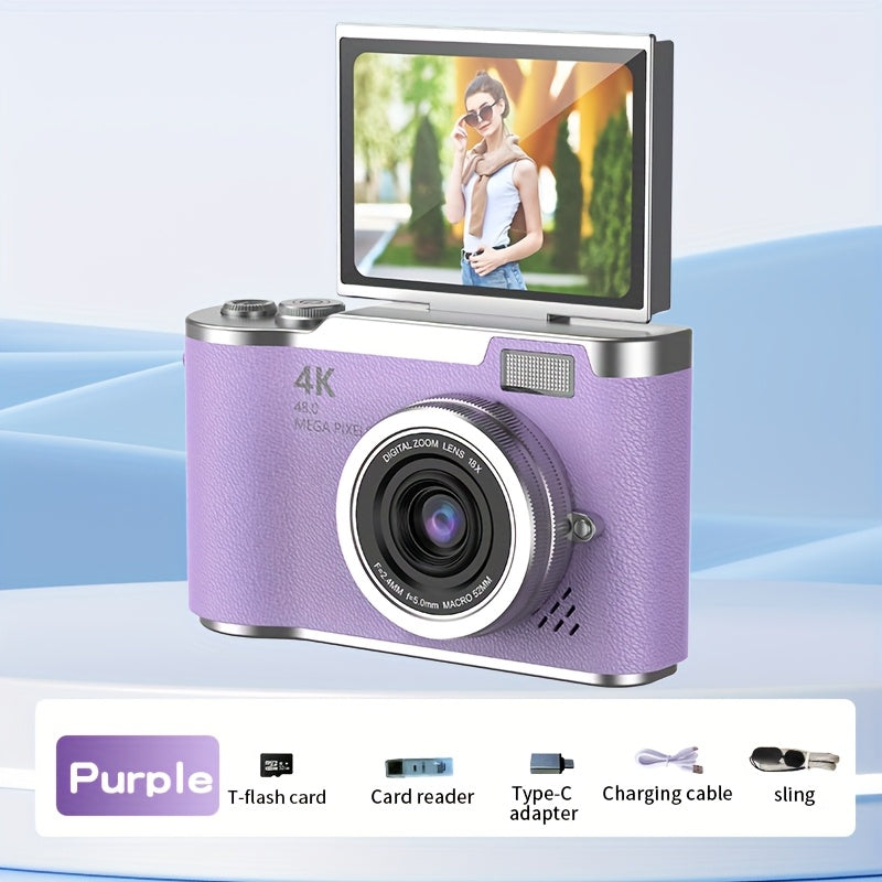 4K HD Digital Camera with 2.4-Inch Flip Screen, Professional Camcorder for Vlogging and Photography – Perfect Beginner's Gift for Thanksgiving & Christmas Holidays