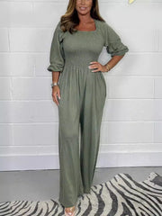 Women's Casual Elastic Waist Jumpsuit