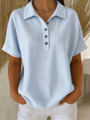 Retro Striped Polo Shirt for Women