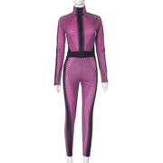 Fashion Long Sleeve Striped Printed High Waist Suit Women