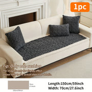 Premium stretch sofa cover with thick polyester fill for all-season comfort