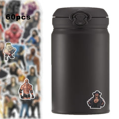 60-Piece Wrestling Sticker Set Featuring Popular Characters and Scenes