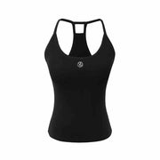 Women's Solid Color U-neck Vest with Suspender