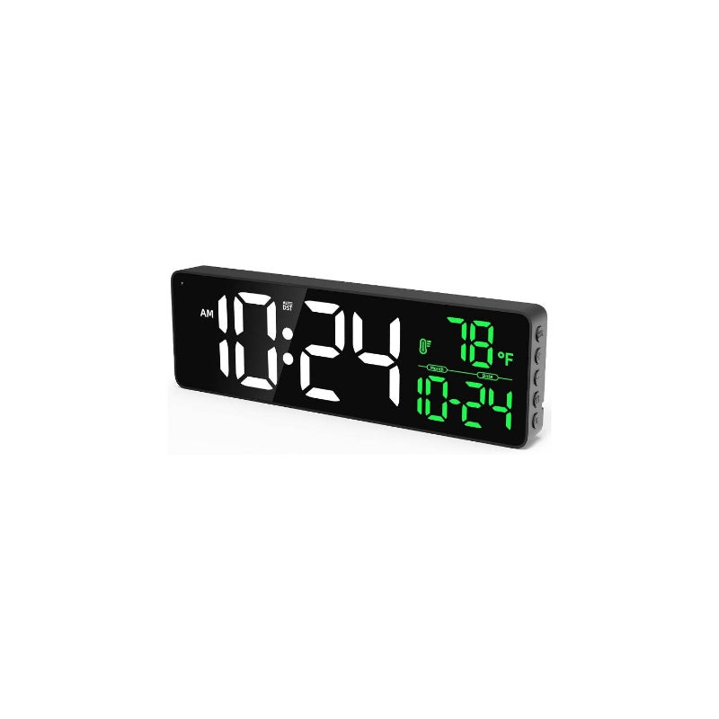 Large LED Digital Wall Clock with Date, Temperature, Auto Brightness & DST - Modern Irregular Design, Battery-Powered (No Plug) with Easy-Read LCD Display, Face & Hands for Bedroom, Living Room, Kitchen, Office, Gym, Farmhouse - Ideal for Seniors &