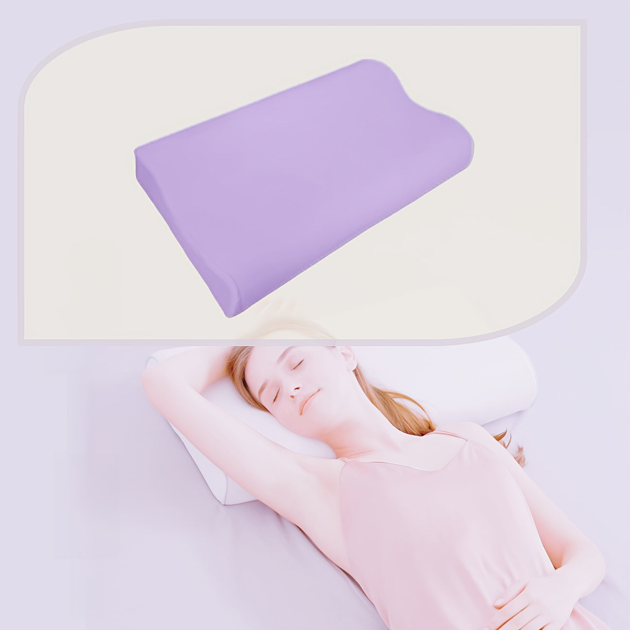 B Shaped Ergonomic Neck Pillow | Soft Light Beige Friendly Cover Slow