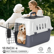 18-inch hard-sided plastic pet carrier for small dogs and cats