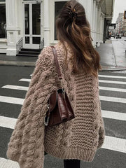 Women's Sweater Round-neck Flared Sleeves Knitted