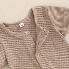 Kids' Cotton Waffle Short-Sleeve Jumpsuit