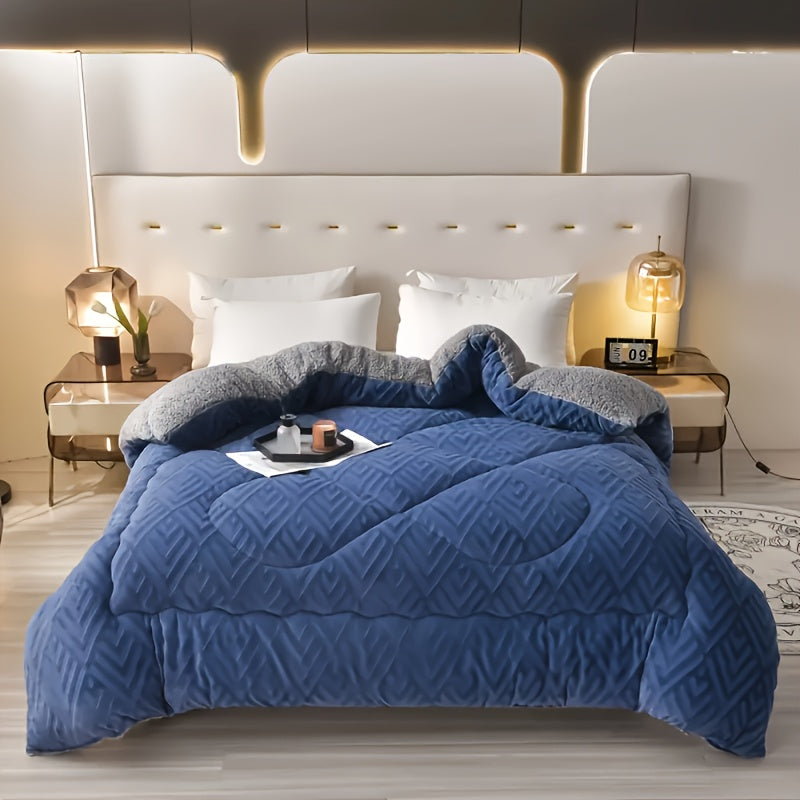 200G Ultra Soft Embossed Velvet Thickened Solid Color Plush Winter Comforter Lightweight