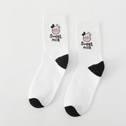 Breathable Black & White Striped Athletic Socks for Women