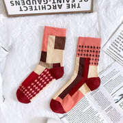 Unique Geometric Pattern Cotton Socks for Women
