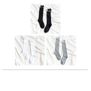 Mid-Length Calf Socks for Women - White Lace Design