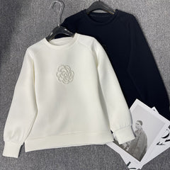 Beaded Camellia Air Layer Pullover Sweater