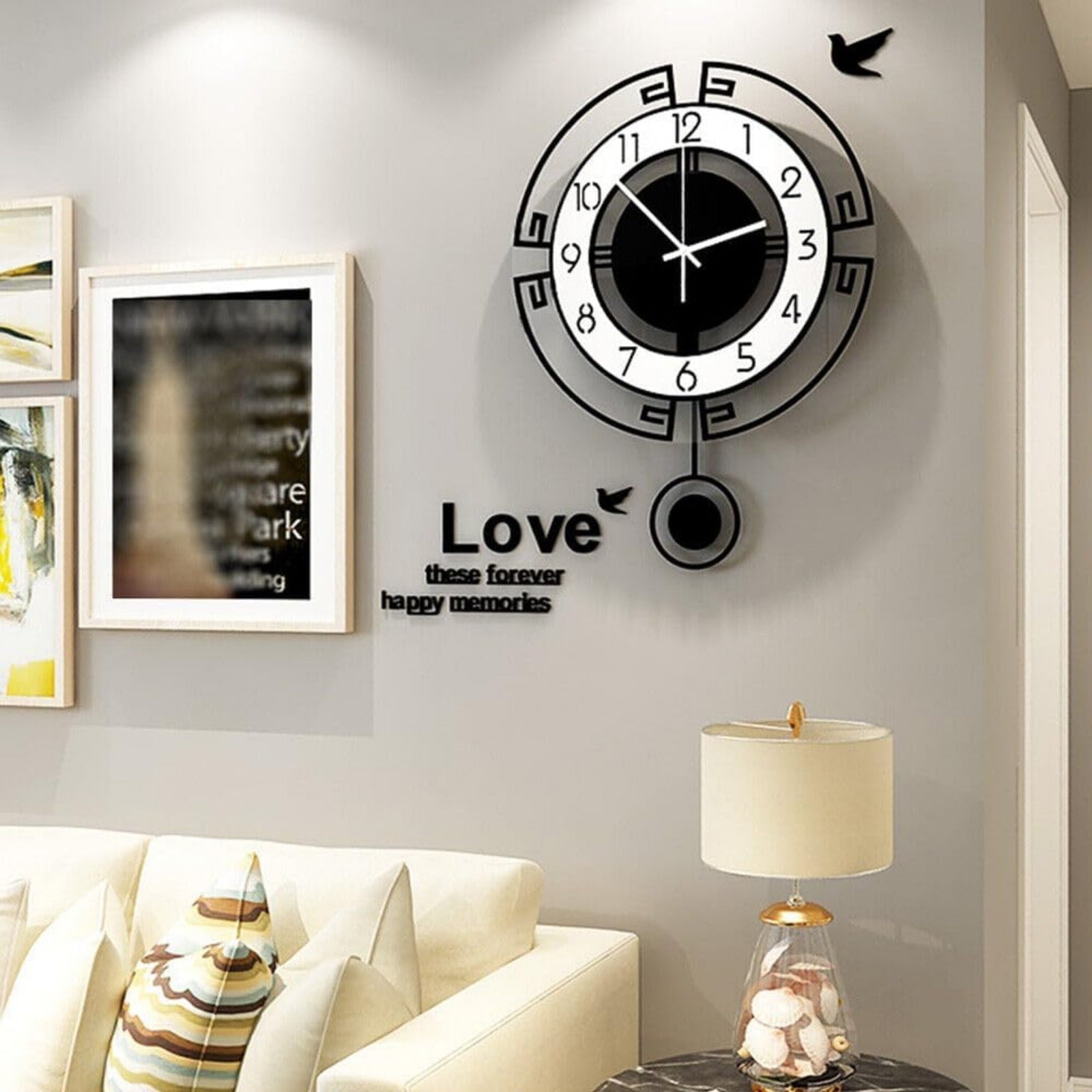 Elegant 18-inch Silent Acrylic Wall Clock, Black & White - Battery Operated, Quiet Second Sweep Movement, Durable & Easy to Clean - Ideal for Living Room, Bedroom, Kitchen Decor