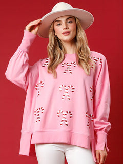 Sparkly Christmas Round Neck Sequin Pullover Sweater