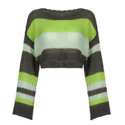 Chic Colorblock Wool Hollow Pullover Sweater