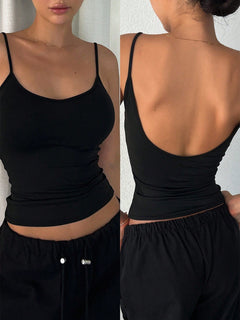 White Backless Camisole Top for Women
