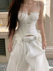 Irregular Lace Ruffle Vest Bra for Women