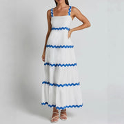 Chic Strapless Wave-Pattern A-Line Slip Dress