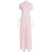 Womens Fashion Elegant Round-neck Slim-fit Slit Dress