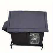 Insulated heated pet house with elevated base for cold weather