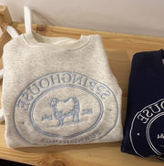 Cozy Embroidered Fleece Pullover Sweatshirt