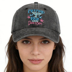 Cute Mermaid Hair Baseball Cap for Women & Men - Vintage Washed Cotton Fitted Cap