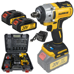Brushless Cordless Impact Wrench Kit with Drill, 20V Lithium Battery and Accessories