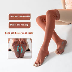 Non-Slip Yoga Socks for Women - Full Finger, Long Tube, Over the Knee