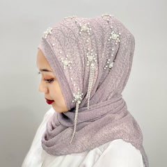 Add Elegant Touch with Gold Beaded Headscarf