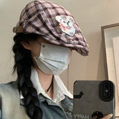 Pink Plaid Sun Hat for Women