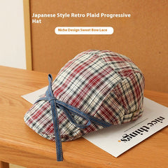 Retro Plaid Bow Hat