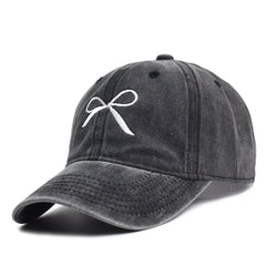 Retro Distressed Bowknot Baseball Cap for Women