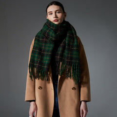 Green Tassel Plaid Scarf Shawl