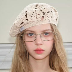 Retro Chic Beige Beret for Women
