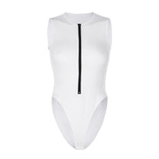 Casual fit zipper sleeveless bodysuit