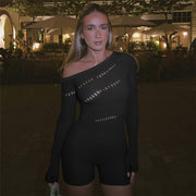 Seductive One-Shoulder Long Sleeve Nightdress