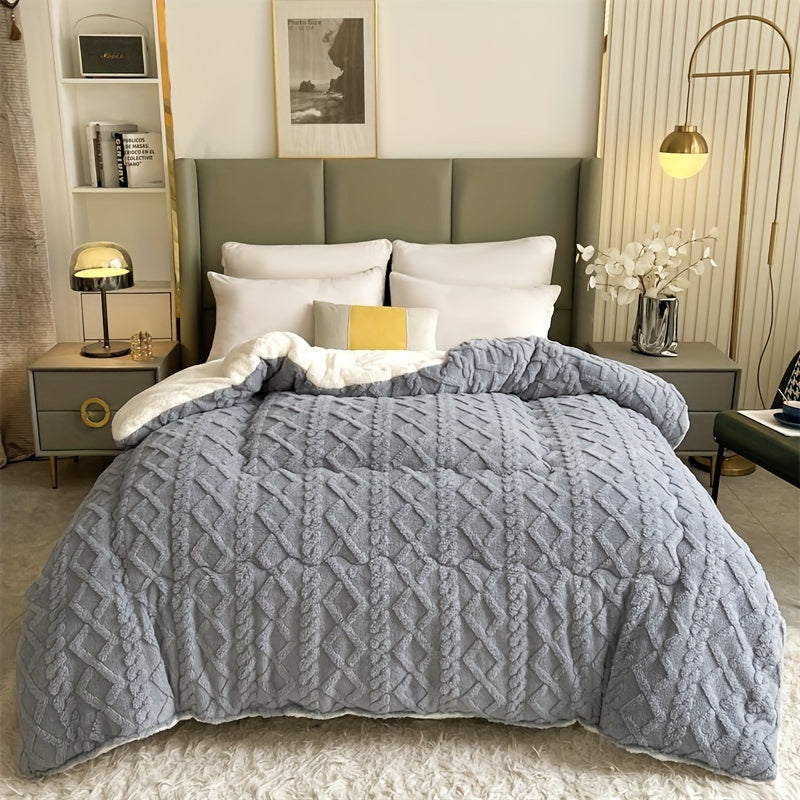 Contemporary Knitted Quilted Taffeta Blanket With Stripes All Season Machine Washable ㎡