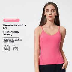 Breathable Cami Top for Women - Sexy Yoga Wear with Chest Pad